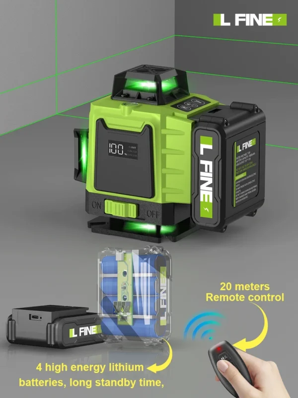 Versatile Laser Level 12/16 Lines Horizontal And Vertical With Remote Control